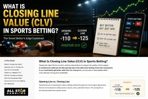 Closing line value compares the odds you bet with the final market price.